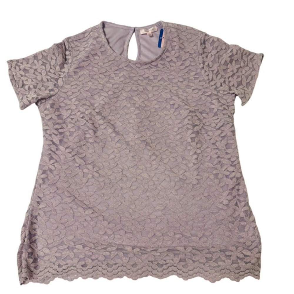 Teddi Rose Women's Lace Short Sleeve Blouse Lavender‎ Size L NWT- Cottagecore